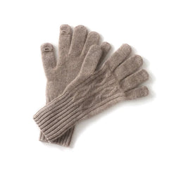 Women's Pure Cashmere Cable Knit Mitten Full Finger Gloves
