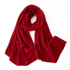 Women Cashmere Warm Long Shawl Lace Knit Head Pattern Scarf