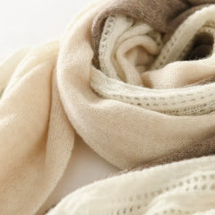 Pure Cashmere Colorblock Patchwork Jacquard Lace-Knit Scarf