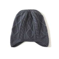 Cashmere Cable Knit Beanie Hat Soft Warm Winter Ear Protection