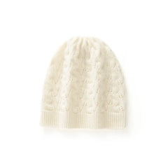 Cashmere Cable Knit Beanie Hat Warm Soft Slouchy Skull Cap