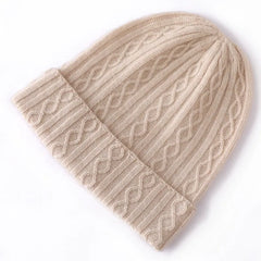 Women&Men Winter Hat Pure Cashmere Knitted Cable Beanie Bonnet