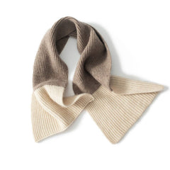 Contrast Color Neck Two-Tone Bow-Knot Pure Cashmere Scarf