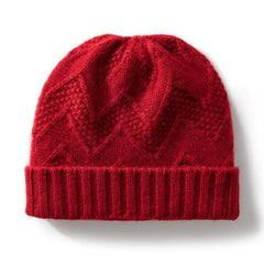 Pure Cashmere Beanie Warm Soft Knitted Outdoor Ribbed Cuff Hat