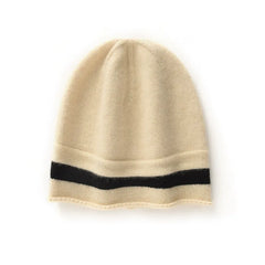 Pure Striped Color Matching Cashmere Hats Warm Knitted Beanie
