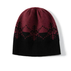 Jacquard Knitted Beanies Snowflake Winter Thick Warm Bonnet Cap