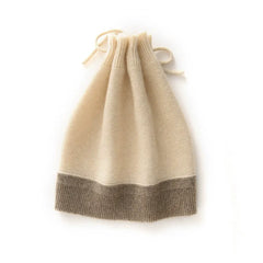 Dual-purpose Neck Cover Cashmere Drawstring  Two-Tone Knit Hat