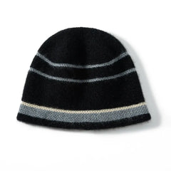 Soft Cashmere Stripes Jacquard Knitted Beanies Thick Winter Caps