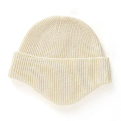 Extended Brim Winter Hat Cashmere Ribbed Beanie