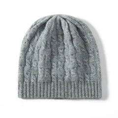Classic Cable-Pattern Pure Cashmere  Knitted Brimless Hat