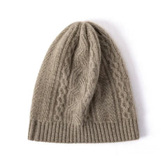 Cashmere Cable Hats Knit Twisted Bonnet Soft Warm Beanies