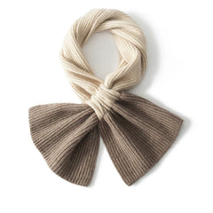Contrast Color Neck Two-Tone Bow-Knot Pure Cashmere Scarf