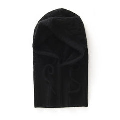 Windproof Cable-Knit Pure Cashmere Ribbed Hood with Drawstrings