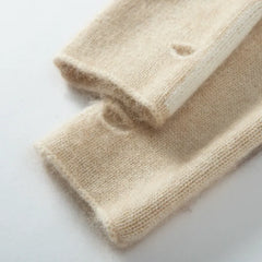 Soft Cashmere Fingerless Gloves with Geometric Dots Arm Warmers