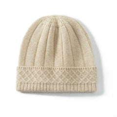 Cashmere Cable Knit Hat Cashmere Pattern Cuff Ribbed Beanie