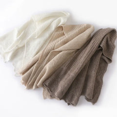 Soft Winter Wrap Cashmere Scarf with Scalloped Edges