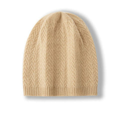 Cashmere Knit Slouchy Cable Beanie Ribbed  Hat