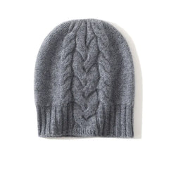 Cashmere Hat Warm Winter Knitted Twisted Flower Cap Beanies