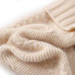 100% Cashmere Cable Knit Ribbed Beanie Warm Winter Hat Unisex