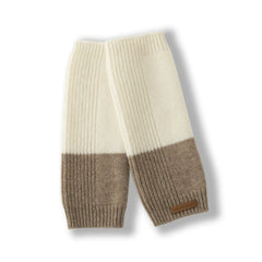 Two Tone Ribbed Knit Cashmere Fingerless Arm Warmers Gloves