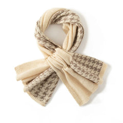 Cashmere Snood Thick Warm Knitted Houndstooth Bow Scarf
