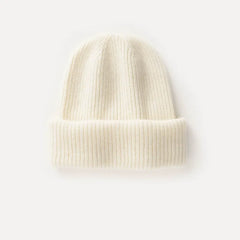 Double-Layer Thickened Cap Warm Knitted Ribbed Pure Cashmere Hat
