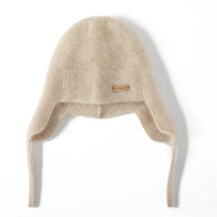 Cashmere Earflap Hat Soft Winter Beanie with Ties