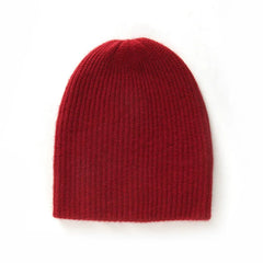 Winter Hat Pure Goat Cashmere Rib-Knit Beanie Hat For Women
