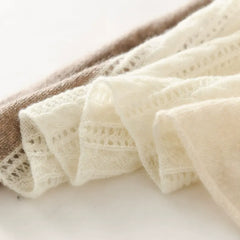 Pure Cashmere Colorblock Patchwork Jacquard Lace-Knit Scarf