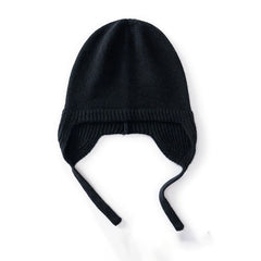 Pure Cashmere Earflap Hat with Ties Knit Cashmere Winter Cap