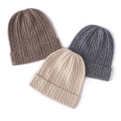 Women&Men Winter Hat Pure Cashmere Knitted Cable Beanie Bonnet
