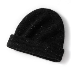 Soft Speckled Knit Winter Hat Ribbed Cashmere Beanie