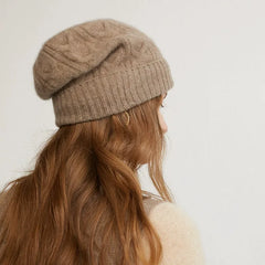 Cashmere Slouchy Ribbed Beanie Bonnet Hat Warm Caps