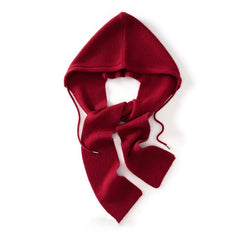 Cashmere Knit Wrap Hooded Scarf Hat Windproof with Drawstrings