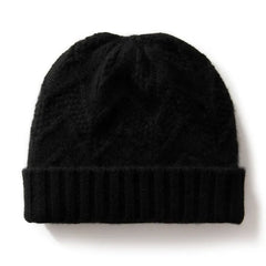 Pure Cashmere Beanie Warm Soft Knitted Outdoor Ribbed Cuff Hat
