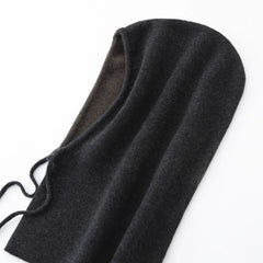 Knitted Ski Hat Windproof Cashmere Hood Drawstring Snood
