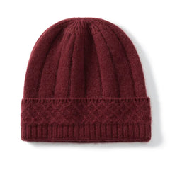Cashmere Cable Knit Hat Cashmere Pattern Cuff Ribbed Beanie