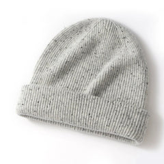 Soft Speckled Knit Winter Hat Ribbed Cashmere Beanie