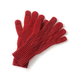 Women's Pure Cashmere Cable Knit Mitten Full Finger Gloves