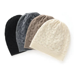 Cashmere Cable Knit Beanie Hat Warm Soft Slouchy Skull Cap