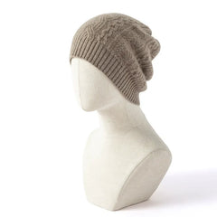 Cashmere Cable Hats Knit Twisted Bonnet Soft Warm Beanies
