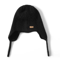 Cashmere Earflap Hat Soft Winter Beanie with Ties