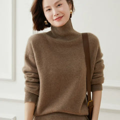 Casual Loose Turtleneck Pullover Cashmere Thick Mock Neck Sweater