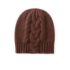 Cashmere Hat Warm Winter Knitted Twisted Flower Cap Beanies
