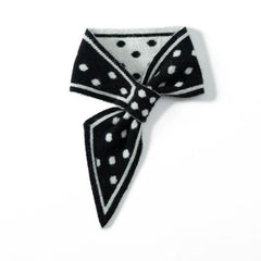Knit Pure Cashmere Short Decoration Neckerchief Polka Dot Bow Scarf