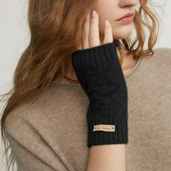 Pure Cashmere Knit Fingerless  Gloves Women Arm Warmer