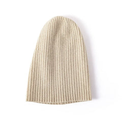 Cable Knit Cuffed Hat Cashmere Ribbed Slouchy Beanie