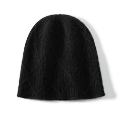 Diamond Ribbed Pure Cashmere Textured Knit Cashmere Hat Beanie