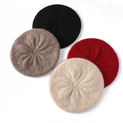 Women 100% Cashmere Beret Hat French Artist Style Soft Knit Cap
