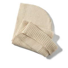 Cashmere Knit Hooded Scarf Wrap with Ribbed Trim Hat